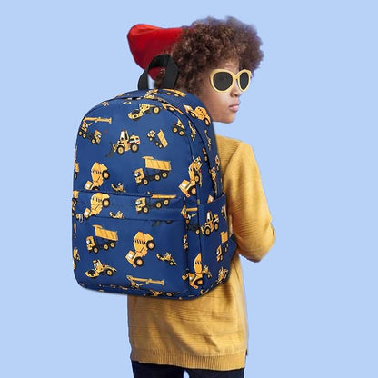CAMTOP Backpack for Kids, Boys Preschool Backpack with Lunch Box Toddler Kindergarten School Bookbag Set (Engineering Vehicle)