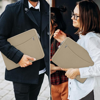 Laptop Case Sleeve 15.6 inch, Shockproof Protective Briefcase Carrying Computer Cover Bag with Accessory Pocket, Laptop Bag Compatible with MacBook, HP, Dell, Lenovo, Asus, Khaki