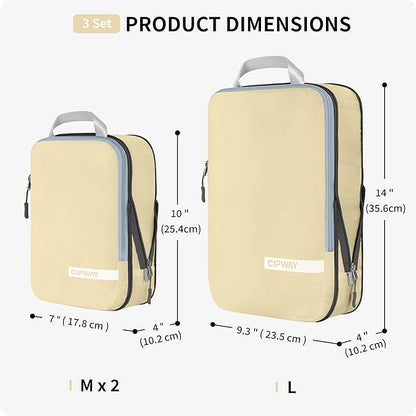 Cipway Compression Packing Cubes for Travel Ultralight Expandable Packing Organizers for Carry on Luggage (Vanilla Cream 3 Set)