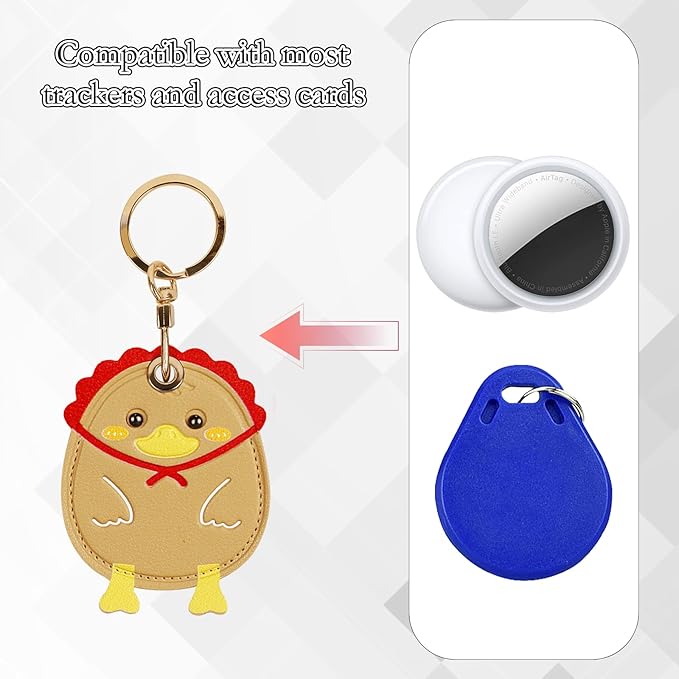 Leather Keychain Case Holder Compatible with Apple AirTag, GPS Airtag Keychain Finder Tracker with Key Ring, Anti-Scratch Protective Air Tag Cover