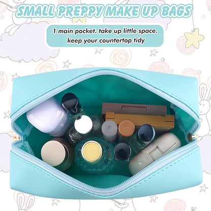 Gifts for Girls Initial Makeup Bag Personalized Cosmetic Bag with Zipper Cute Travel Toiletry Bag Waterproof PU Preppy Makeup Pouch Birthday Gift for Teen Girls Women(Blue J)