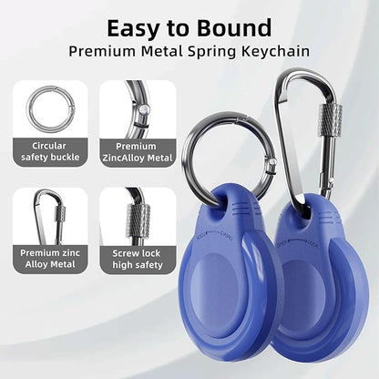 Waterproof Holder for AirTag Keychain Lock Case for Apple AirTags Keyring Durable Lightweight Cover for AirTag for Keys Kids Luggage Backpacks Pet Collar Black Blue 4Pack
