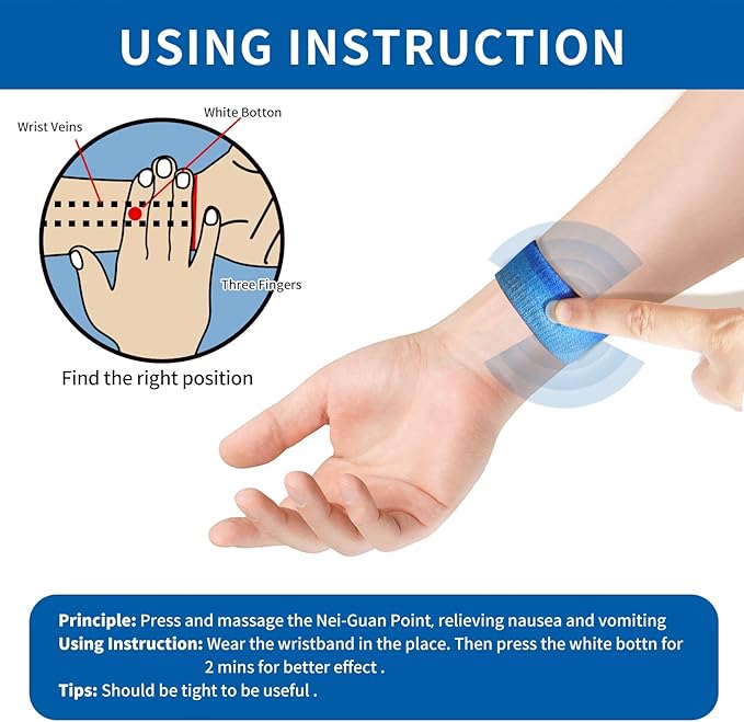 10 Pairs Motion Sickness Bands – Natural Anti Nausea Acupressure Wristbands for Morning & Motion Sickness Relief – Ideal for Car, Cruise & Flight Travel – for Adults and Kids