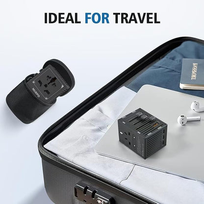 Travel Adapters, International Power Travel Plug Adapter, 3 USB-C & 1 USB-A Fast Charging Travel Charger, All in One Worldwide Travel Plug Adapter, (Black-35W)