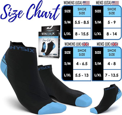 Physix Gear Short Compression Socks for Men & Women - Best Low Compression Socks Women & Men Ankle Socks with Arch Support
