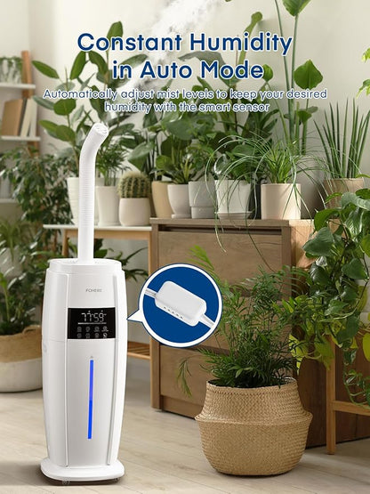 FOHERE Humidifier Large Room 4.8Gal/18L, Quiet Whole House Humidifier for Home Plants Office Commercial 1500 sq.ft, Top Fill Ultrasonic Cool Mist Humidifiers with 4 Mist Mode, 5 Speeds, Remote, White