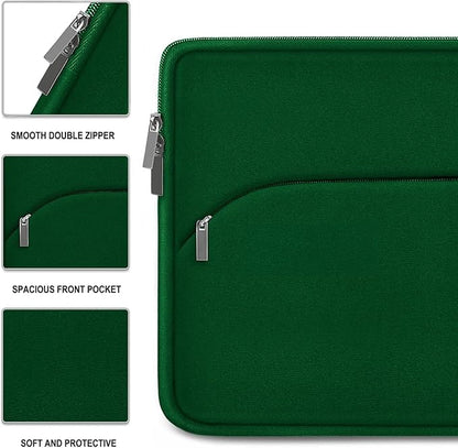 Laptop Sleeve 15.6 inch, Durable Portable Monitor Protective Cover with Front Pocket, Traveling Laptop Case Compatible for HP, Dell, Asus, Lenovo, Dark Green