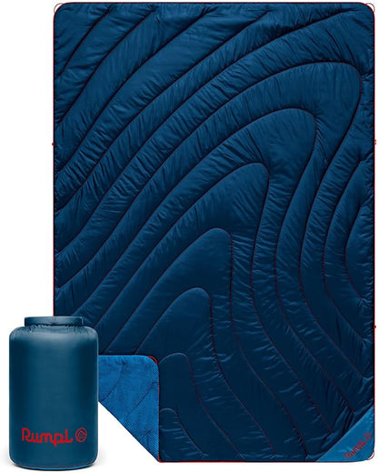 Rumpl Fleece Puffy Blanket with Fleece Liner and Weather Resistant Shell, 1-Person, Deepwater