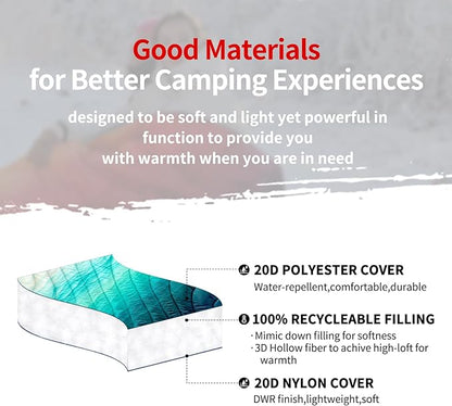 zzlamb Camping Blanket for Cold Weather,Outdoor Puffy Blanket Portable Down Alternative,Windproof Warm Cloak with Snaps,Cozy Quilt Backpacking Picnic RV Travel Plane Car Hammock Beach Climbing