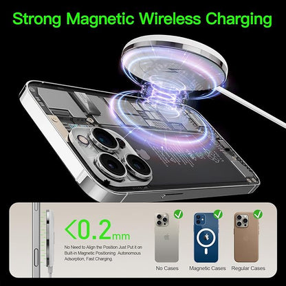 2025 Apple 2 Pack 15W Mag-Safe Charger 5FT Magnetic Wireless Charger with 20W Fast Charging Block Compatible with iPhone17/16/15/14/13/12 Series & AirPods 4/3/2/Pro/for iPhone Wireless Charger Stand