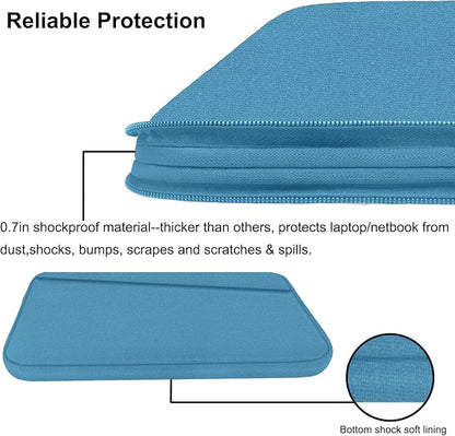 15.6 inch Laptop Sleeve, Slim Computer Carrying Bag Protective Cover Briefcase with Front Pocket, Durable Laptop Case for 15-16 Inch HP, Dell, Lenovo, Asus- Sky Blue