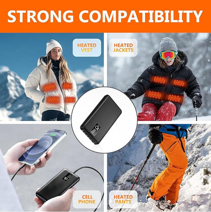Heated Vest Battery Pack, USB 5V 10000mAh Power Bank, Battery Pack for Heating Hoodie/Jacket/Blanket/Chair/Stadium Seat Cushion PD20W Fast Charger (2-Pack White)