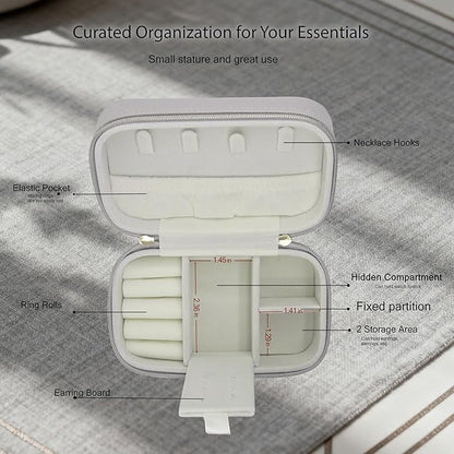 Premium Gray Travel Jewelry Case Bulk of 4 - Small Sophisticated Travel Jewelry Box Set for Women & Men, Compact Holder for Earrings, Rings, Minimalist Style, Perfect for Business Travel