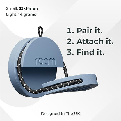 Roam Smart Tracker | Smart Bluetooth Item Finder Compatible with iOS & Android | Built-in Elastic Strap | Replaceable Battery | No Extra App or Subscription | 4-Pack, Blue, Black, Pink & Green