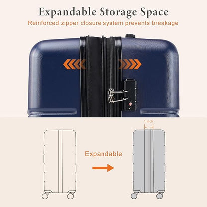 Sweetcrispy Carry on Luggage, Hard Shell ABS Suitcase with Double Spinner Wheels, Lightweight Expandable Rolling Suit Case with TSA Lock, 20 Inch Canal Blue