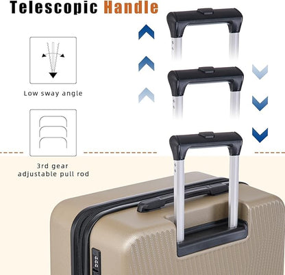Expandable Luggage Sets 5 Piece,Suitcases with Detachable Wheels,ABS Hard Case Luggage with TSA Lock Spinner Wheels,Carry On Luggage Set