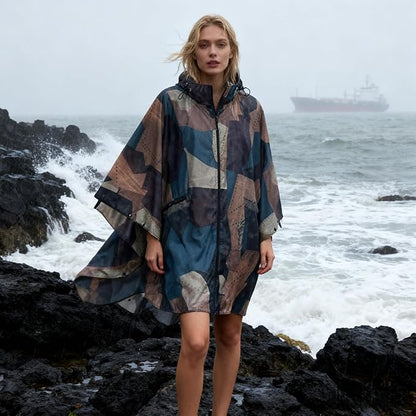 Hooded Rain Ponchos for Adult - Rain Coat and Rain Jacket with Waterproof Pocket and Zipper