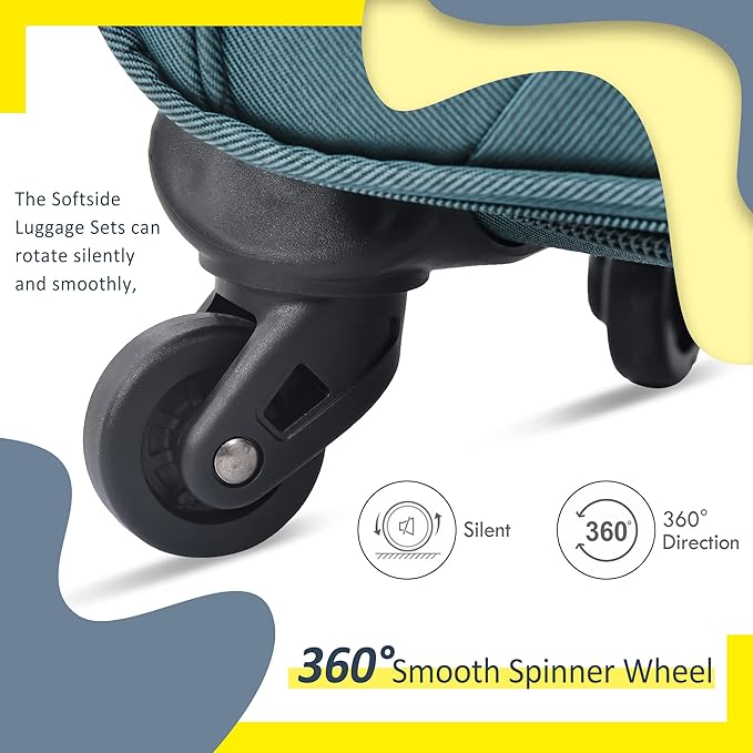 Luggage Sets 3 Piece Softside Expandable Lightweight Durable Softshell Suitcase Sets Spinner Wheels TSA Lock