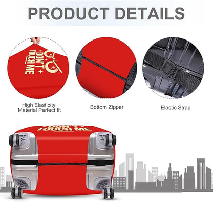 ANNA QUEEN Funny “Don’t Touch Me” Luggage Cover, Bold Red Suitcase Protector with Angry Eyes Design, Stretchable, Washable Travel Cover for 28-30 Inch Luggage