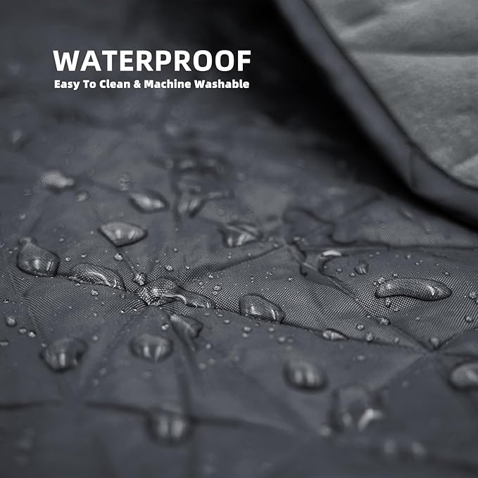 Outdoor Waterproof Blanket, Foldable Fleece Stadium Blanket for Outdoor Sports Event, Camping, Car, Pet, Picnics - Windproof, Wearable, Machine Washable 80" x 58" (Black Gray)