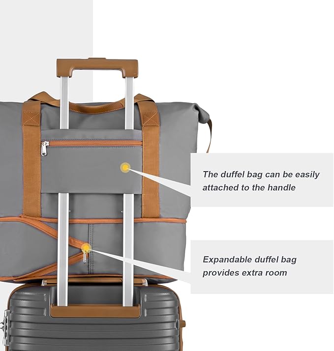 Joyway Carry On Luggage 20 Inch Expandable Suitcase with Spinner Wheel, 3 Piece Hard Shell Luggage Set with TSA Lock(Grey)