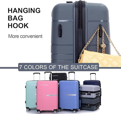 Travelhouse Luggage Sets, Expandable Hardside Suitcases 24in/28in, Carry on 20in,3 Piece Set Travel Luggages Clearance with Double Spinner Wheels TSA Lock Lightweight (Gray-1206)