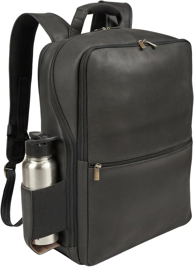 Luxorro Professional Leather Backpack – Handcrafted Full-Grain Leather Laptop Bag for Work & Travel (17″, Black)