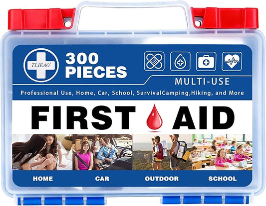 300 Piece Professional First Aid Kit, Multi-Function Portable Medical Kit for Home, Car, Travel, Camping, Worksite, Outdoor, Business & Sports (Navy Blue)