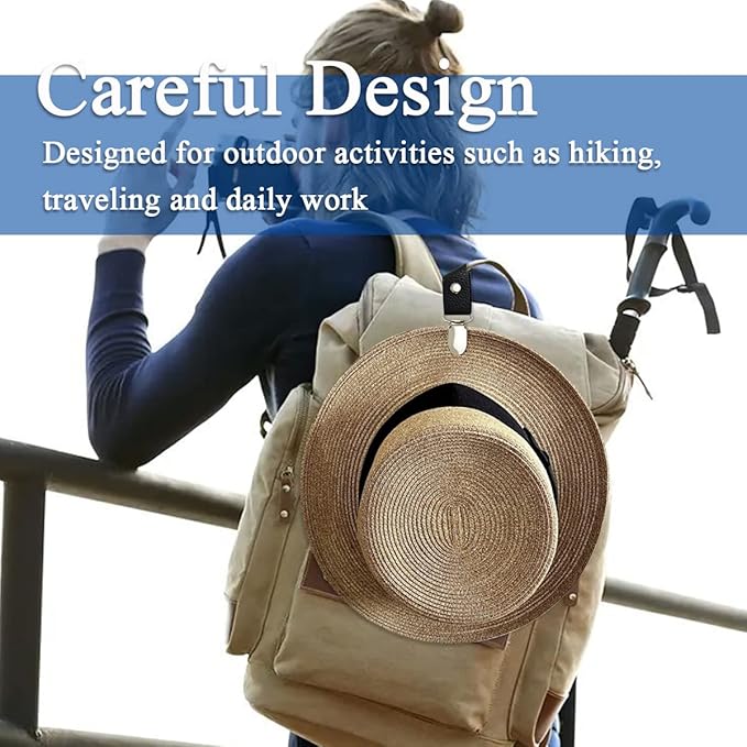 Hat Clip for Travel on Bag/Luggage, PU Leather Multifunctional Duckbill Clip, Outdoor Hat Companion