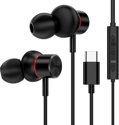 USB C Wired Headphones,【Active Noise Cancelling & One-Click ANC Toggle Button】Ear buds for iPhone 17 16 15 Pro Max USBC Earphones,Hi-Res Sound Type C Earbuds Compatible with iPhone/Android/Galaxy/iPad