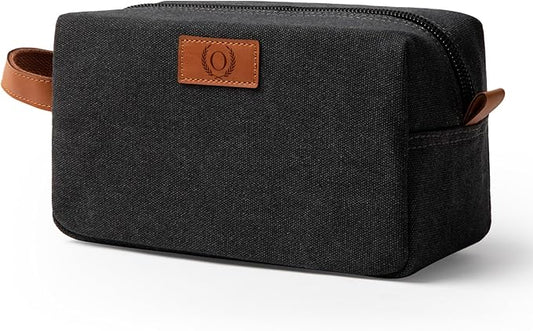 Janhavi Travel Essentials Toiletry Bag Waterproof,Canvas Initials & Wheat Ear, Groomsmen Gifts, Men's Accessories Organizer, Travel Bags for Men, boyfriends Gift Box for Men (Dark Grey O)
