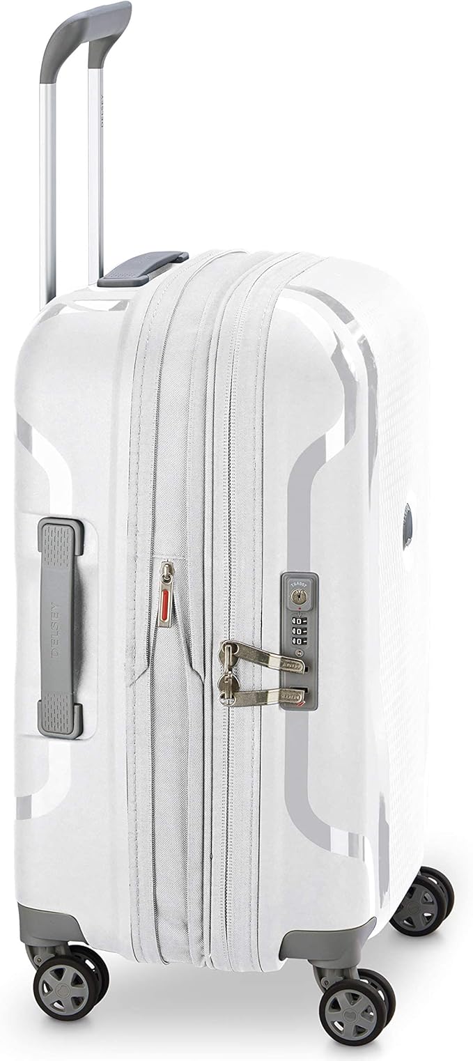 DELSEY PARIS Clavel Hardside Expandable Luggage with Spinner Wheels, White, Carry-On 19 Inch