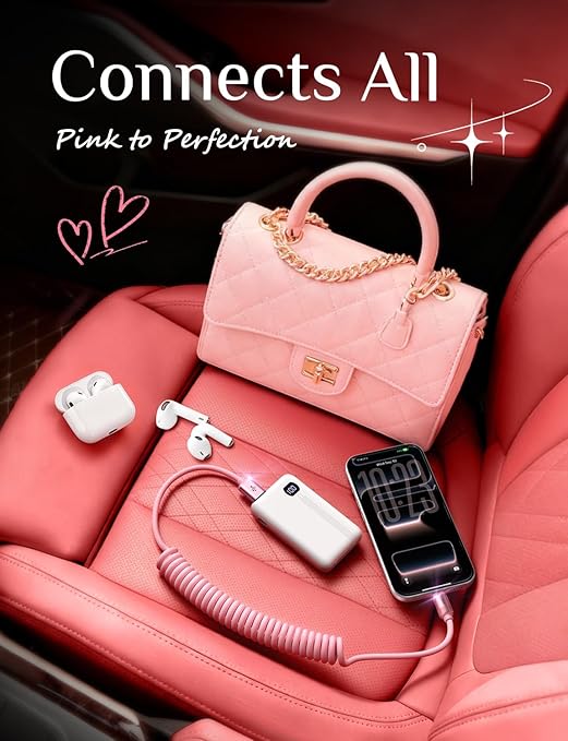 LISEN Pink USB C Cable, Gifts for Women 2 Pack for Android Auto & CarPlay Cable, Type C Charger Pink Compatible with iPhone 17/16 Galaxy S25/S24 Car Accessories for Women Wife Girlfriend Sisters 4FT