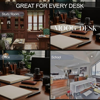 MOOGCO Bonded Set Luxury Leather Desk Pad & Desk Organization Essentials Desk Organizer Leather Desk Organizer