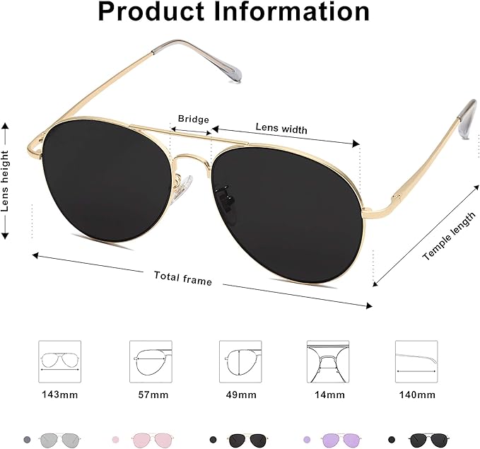 SOJOS Classic Aviator Sunglasses for Women Men Metal Frame Spring Hinges SJ1030