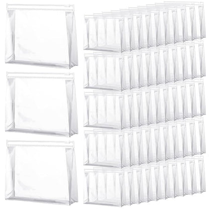 Xuniea 50 Pcs Mini Clear Makeup Bag Small Clear Zipper Pouch Travel Plastic Cosmetic Organizer Waterproof for Toiletries Swimsuit Bikini Bathing Suit(9.8'',Transparent)