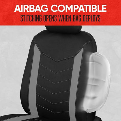 Motor Trend SpillGuard Seat Covers for Cars Trucks SUV – Gray Seat Covers with Waterproof Neoprene Lining, Automotive Car Seat Covers for Front Seats Only, Forros Para Asientos de Carro