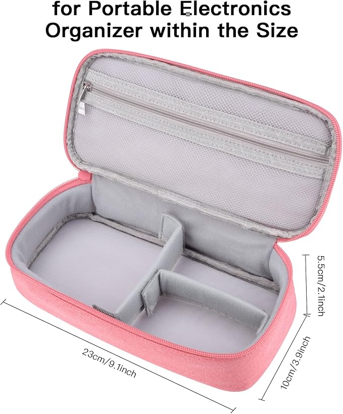 Cord Organizer Travel Case, Electronics Organizer Pouch Bag for Cable & Charger, Power bank, Phone, Tech Accessories (Pink)