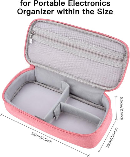 Cord Organizer Travel Case, Electronics Organizer Pouch Bag for Cable & Charger, Power bank, Phone, Tech Accessories (Pink)