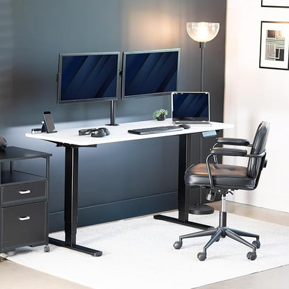 VIVO Electric 60 x 24 in Dual Motor Sit Stand Desk, Memory Height Adjustment, 2B Series, White Dry Erase Top Black Frame, DESK-KIT-2B6WE