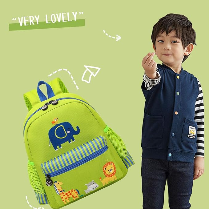 willikiva Cute Zoo Little 3d Backpack Kids Backpack for Boys and Girls Toddler Backpack Waterproof Preschool(Green Zoo)