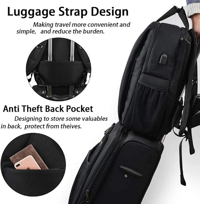 CADeN DSLR Camera Backpack Bag Waterproof Anti Theft with 15.6 inch Laptop Compartment, USB Charging Port, Tripod Holder, Rain Cover, Inner Case, Compatible for Sony Canon Nikon Olympus Black