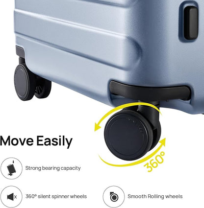 NINETYGO Large Checked Luggage 28 Inch, Checking In Luggage with Smooth Spinner Wheels, Lightweight, Hard Shell PC Suitcase, Lightweight Travel Luggage, TSA Approved (Shadow, Rhine Basic)