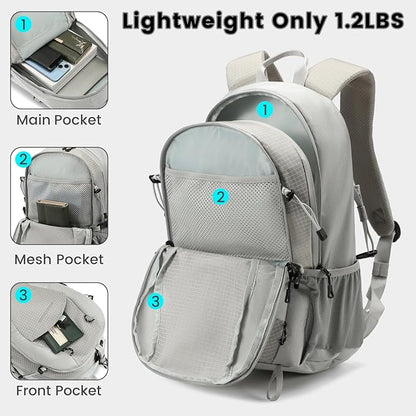 20L Lightweight Hiking Daypack, Small Hiking Travel Backpack for Women men (Grey)