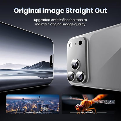 Hoerrye for iPhone 17 Pro Camera Lens Protector - [12FT Shatterproof Military Grade] [Strong Adsorption] Metal Top 9H+ Tempered Glass Camera Screen Full Protective Cover Case Friendly,Silver