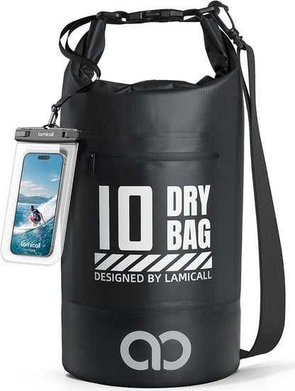 Lamicall Dry Bag, Waterproof Bag - [Durable & Floating] 5L/10L/20L/30L/40L Roll Top Drybag with Water Proof Phone Pouch for Travel Swimming Boating Kayaking Paddle Board Camping Beach Accessories
