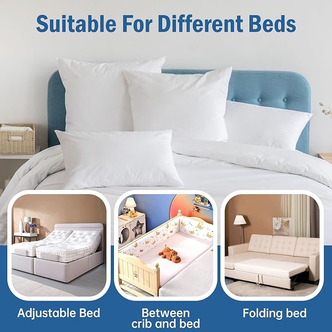Vekkia 80" x 10" Twin XL/Twin to King Converter with Internal PE Support Sheet & High-Density Foam, Split King Gap Filler for Adjustable Bed, Guest Room, Vacation Rentals, Hotel, Washable Cover