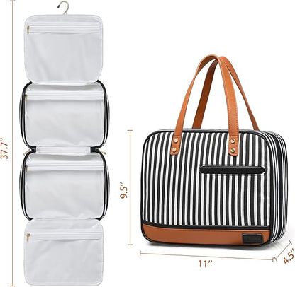 Bosidu Hanging Travel Toiletry Bag,Large Capacity Cosmetic Travel Toiletry Organizer for Women with 4 Compartments & 1 Sturdy Hook,Perfect for Travel/Daily Use/Christmas