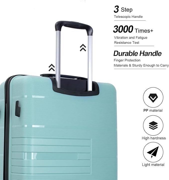Luggage 3 Piece Sets Suitcase Set with Double Spinner Wheels, Lightweight Carry On Hardside Travel Luggage with TSA Lock, (20/24/28) (Light Green)