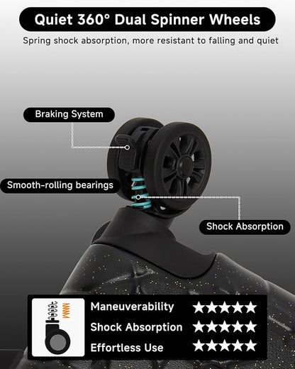 Somago 3 Piece Luggage Set with Cup Holder, Expandable 25% Capacity Suitcase with Shock-Absorbing Braking Spinner Wheels Moon Star Design Hardside Suitcase with TSA Lock (Black,Expandable Sets)